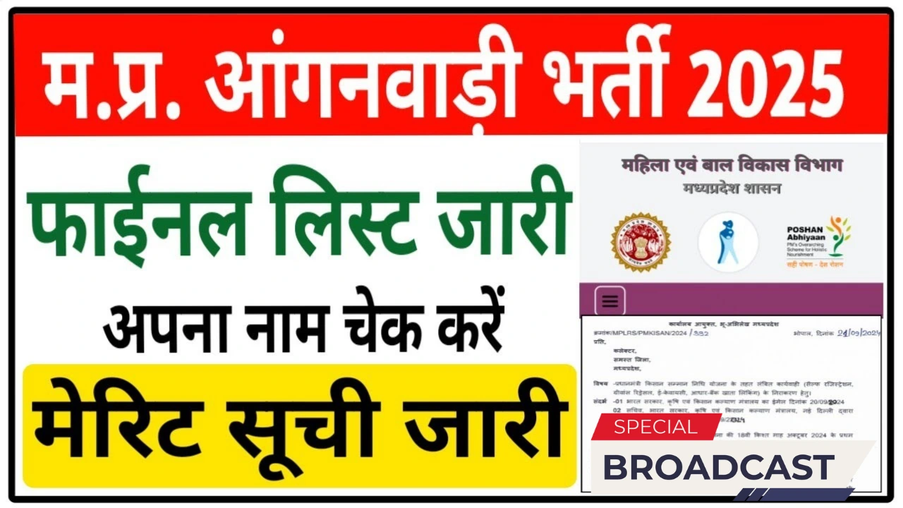 MP Anganwadi Bharti Merit List 2025